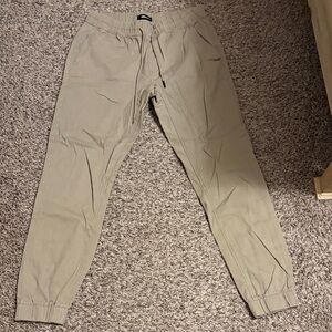 Men's Khaki Slim Jogger Pants with Drawstring Waist